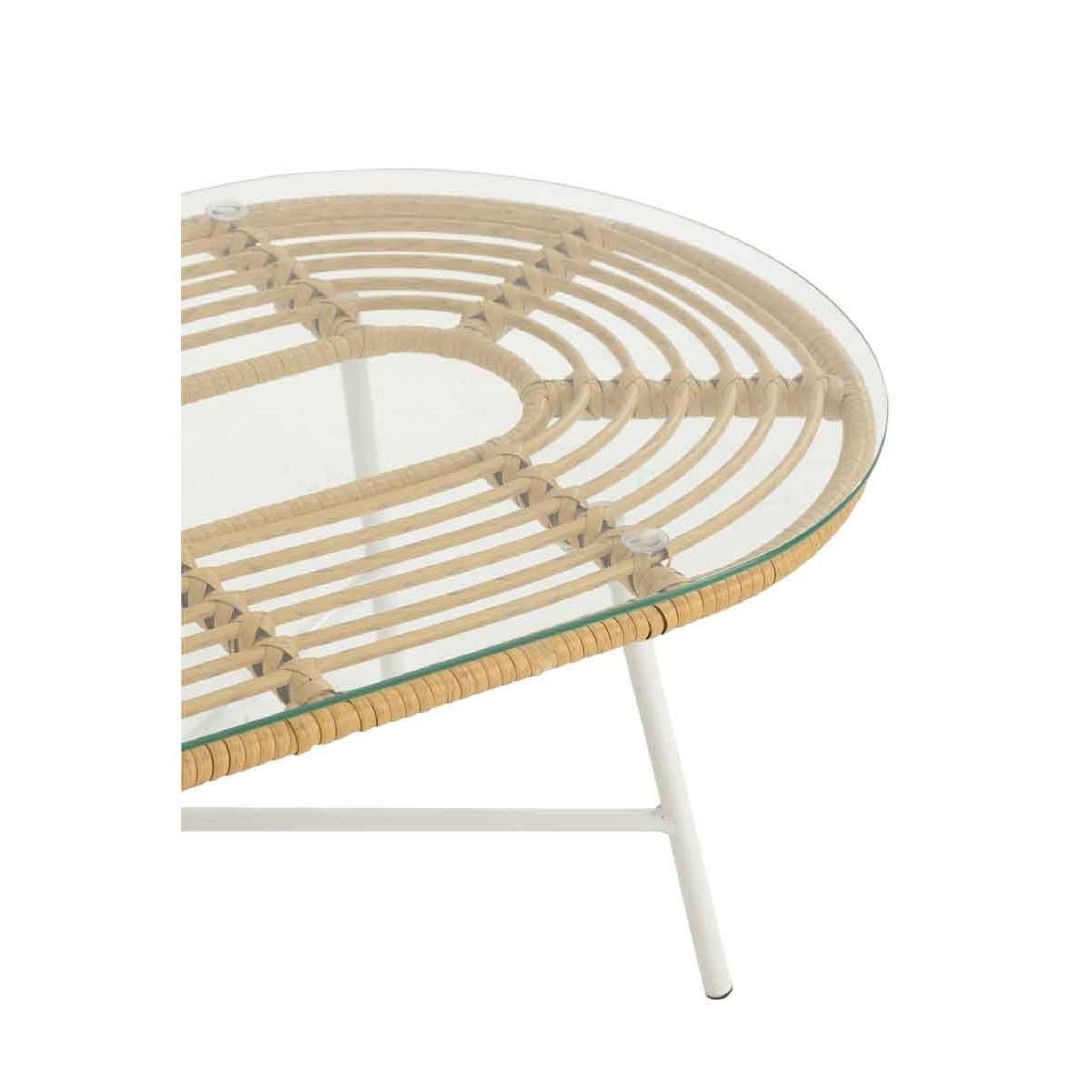 Voir la diapositive 5 : J-LINE Table Basse de Jardin  Celeste  90cm Naturel & Blanc