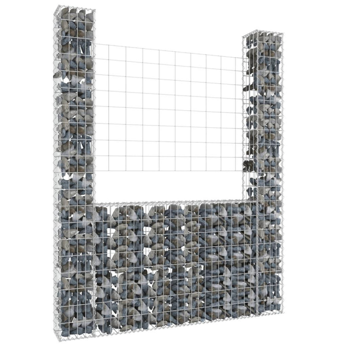 VIDAXL Panier de gabion en forme de U avec 2 poteaux Fer 140x20x200 cm
