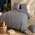 ATELIER DU COTON Parure de couette 100% coton 57fils - geo. Coloris disponibles : Bleu
