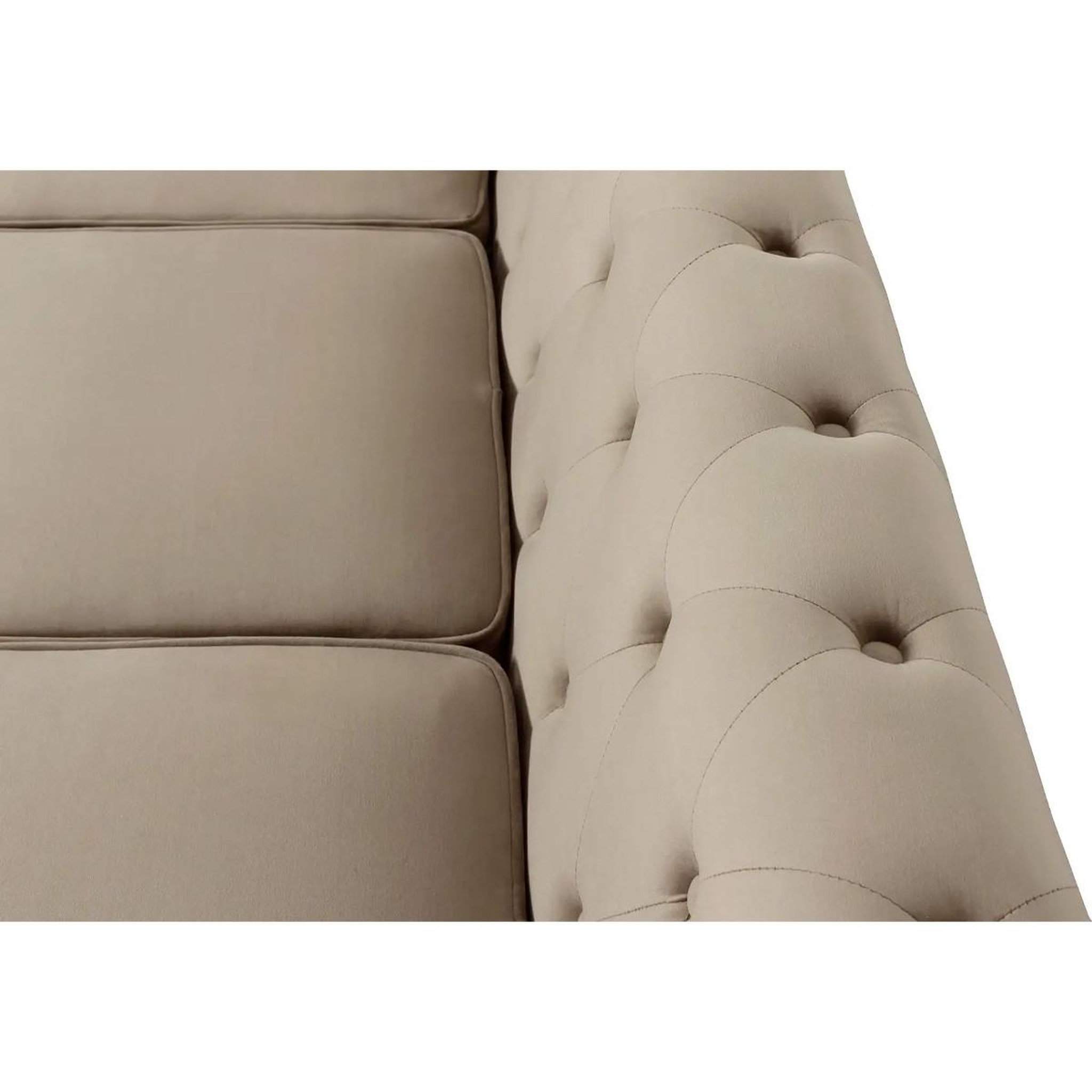 Voir la diapositive 4 : Paris Prix Canapé 3 places velours  chesterfield  209cm taupe