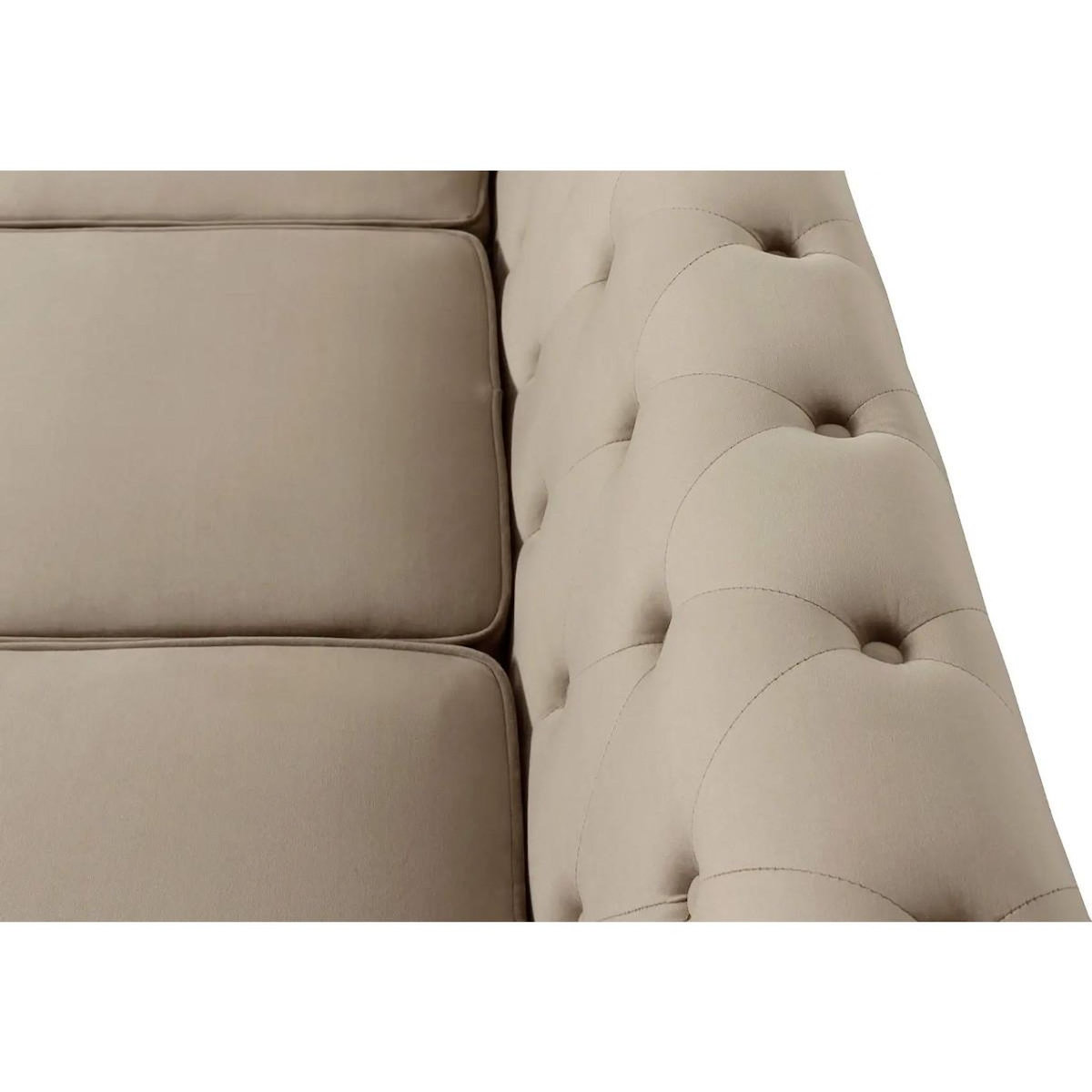 Paris Prix Canapé 3 Places Velours  Chesterfield  209cm Taupe