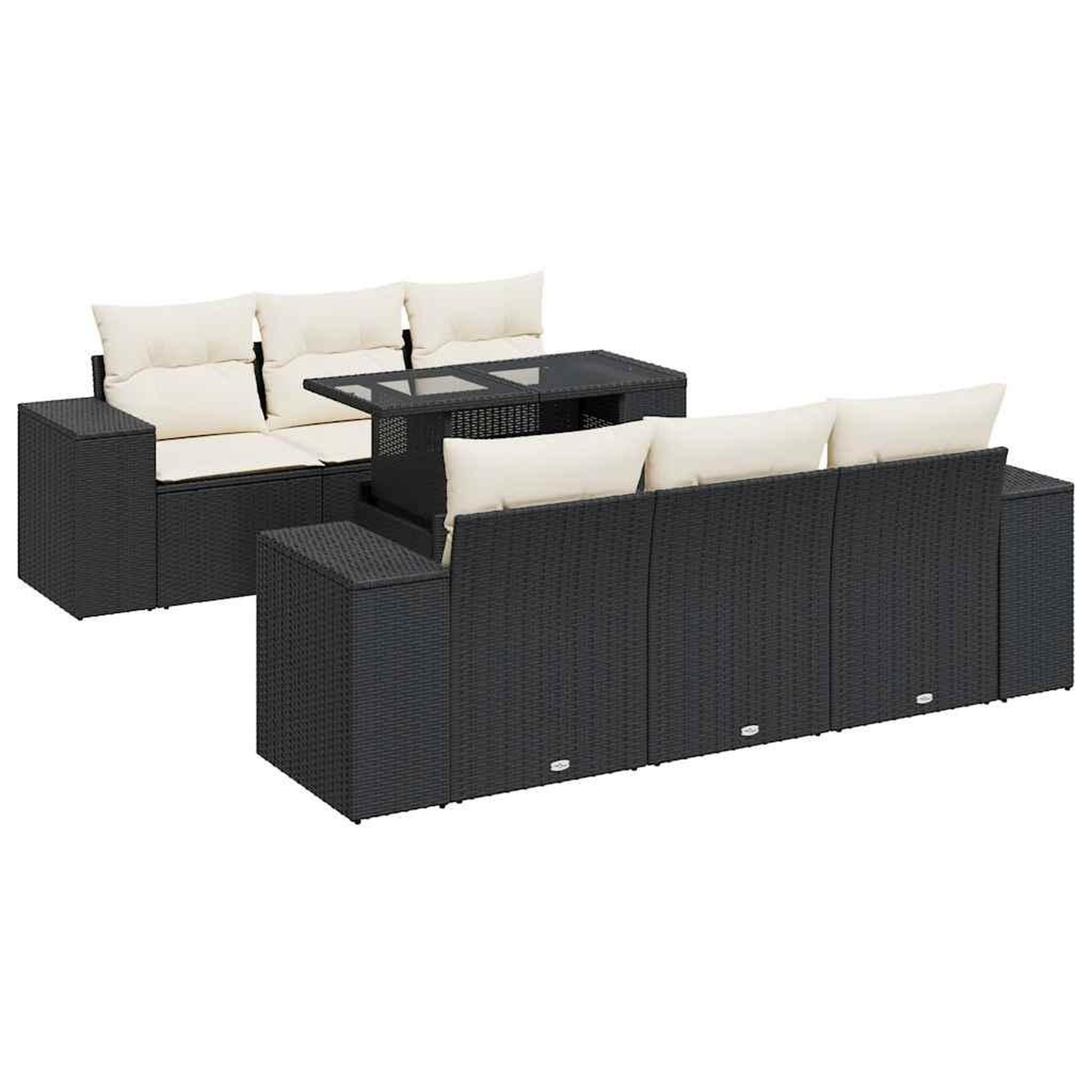 Voir la diapositive 2 : VIDAXL Salon de jardin 7 pcs avec coussins noir resine tressee