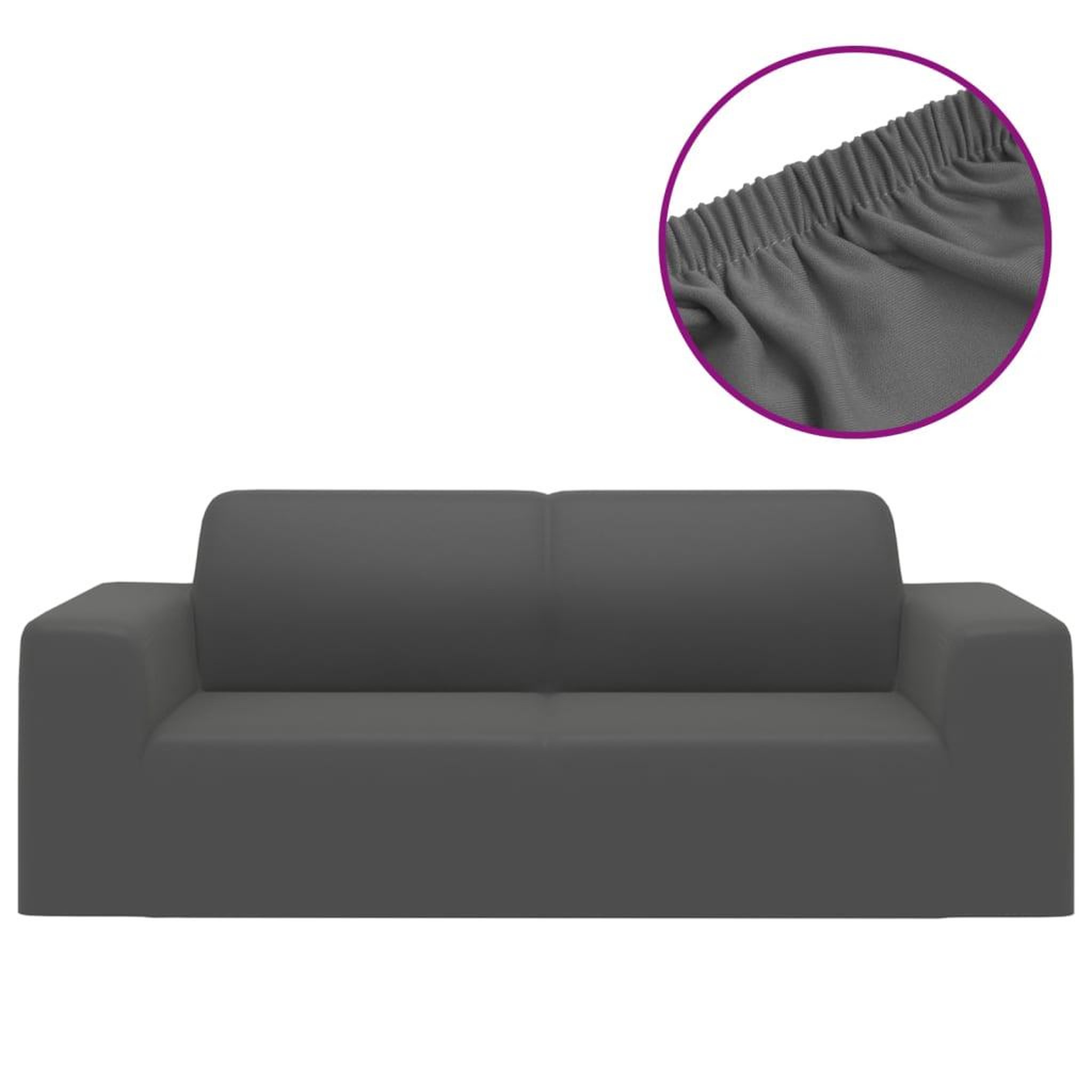 Voir la diapositive 2 : VIDAXL Housse extensible canape 2places Anthracite Jersey de polyester