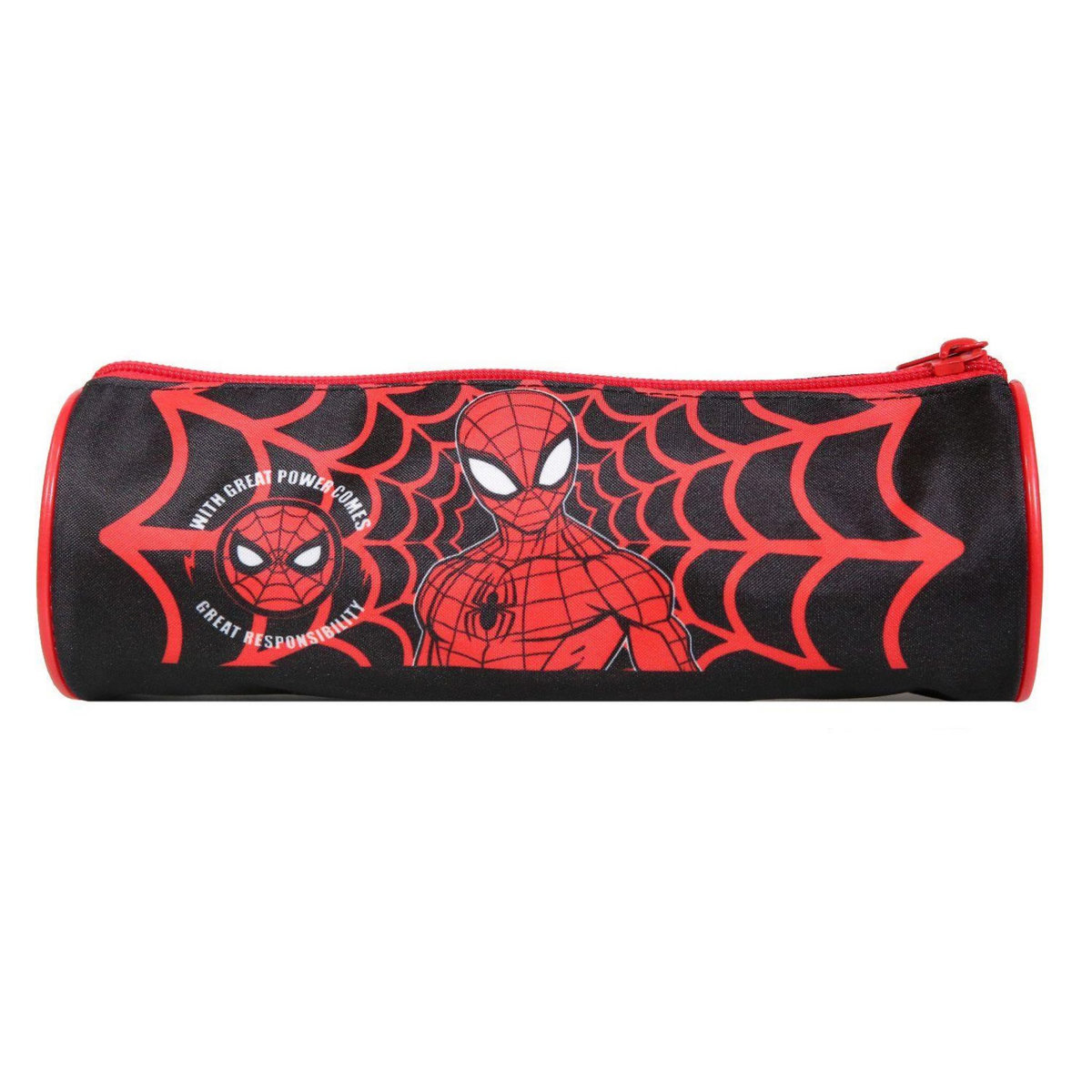 Bagtrotter BAGTROTTER Trousse scolaire ronde Marvel Spiderman Noire Toile d'araignée