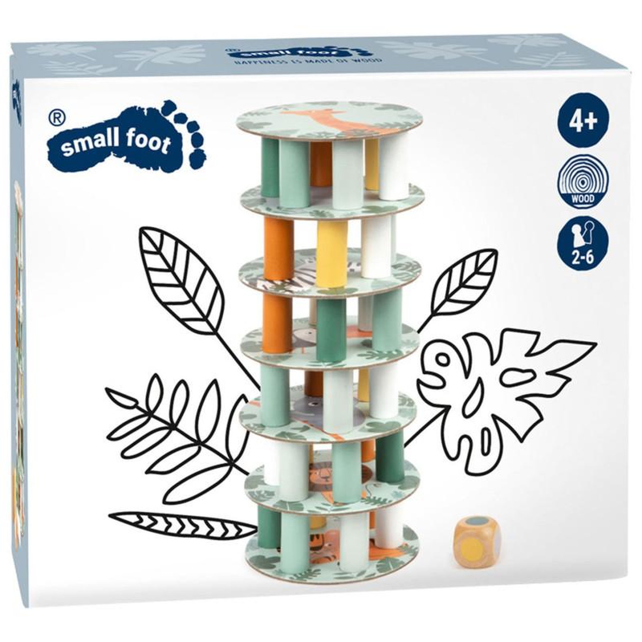 Voir la diapositive 2 : SMALL FOOT Small Foot - Wooden Wobble Tower Safari Game 11958