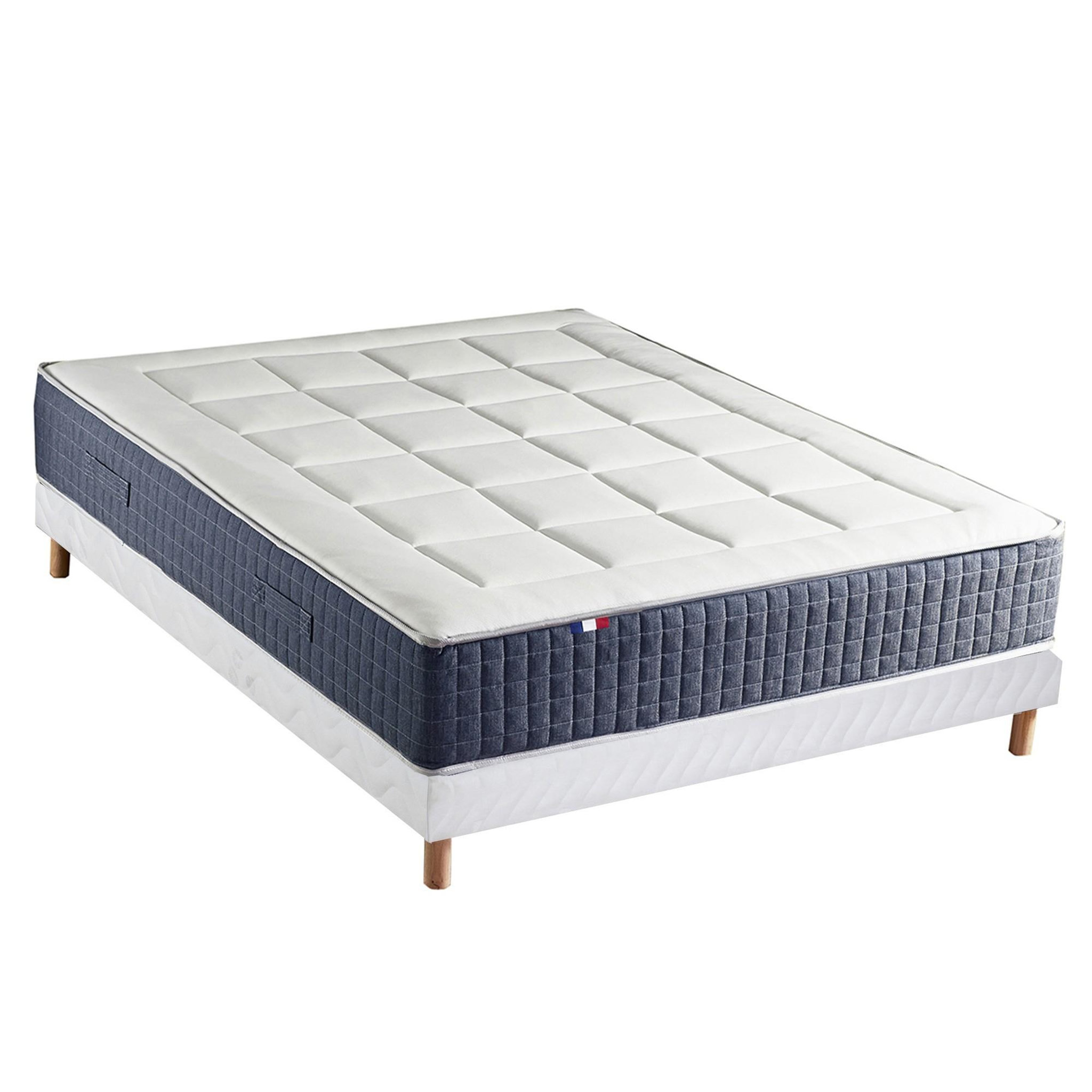 Voir la diapositive 1 : IDLITERIE Ensemble Matelas Ressort 7 zones + Mémoire de forme + Sommier KING STYLE Fabriqué en France