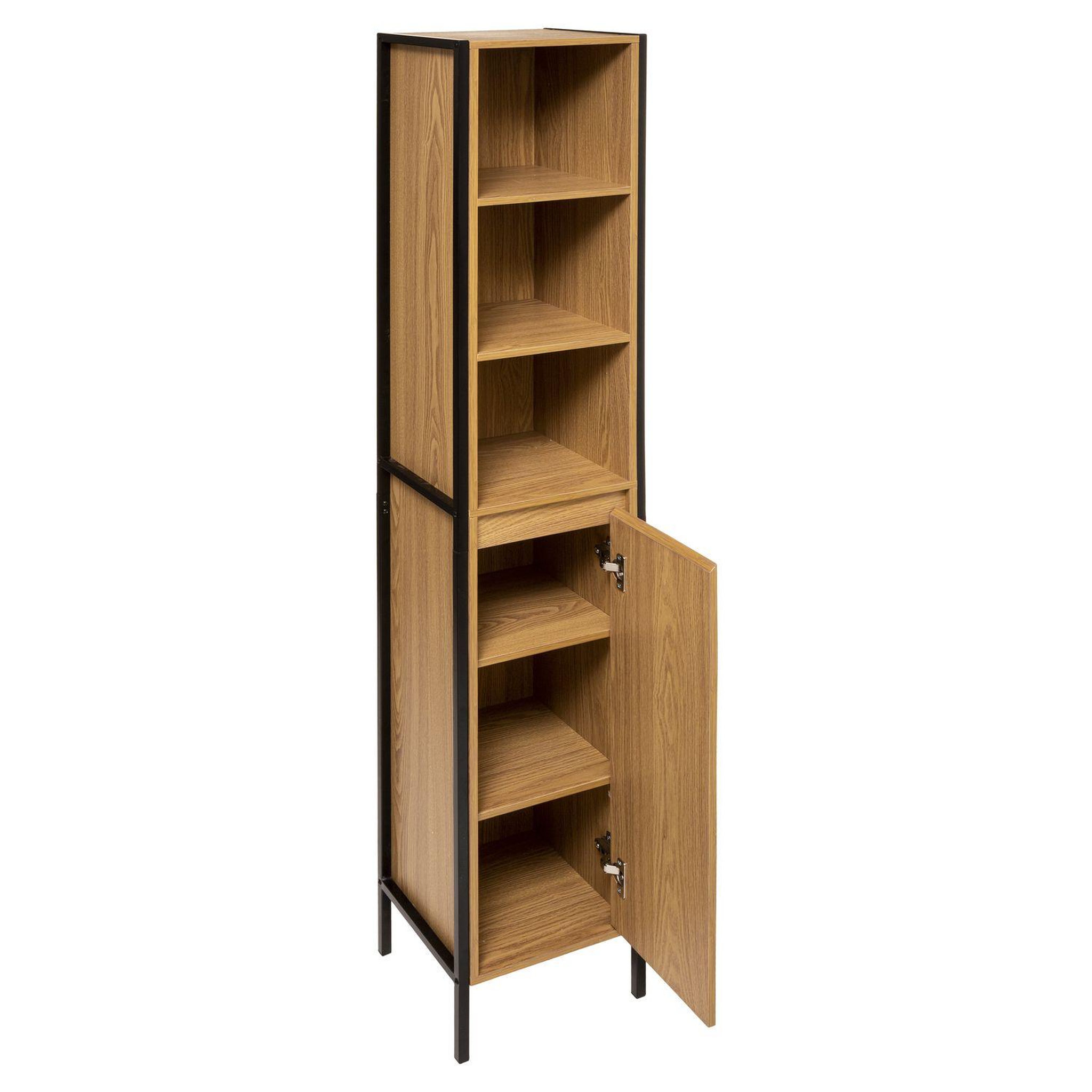 Voir la diapositive 2 : FIVE Colonne de rangement tribecart en mdf - hauteur 168,50 cm - marron et noir