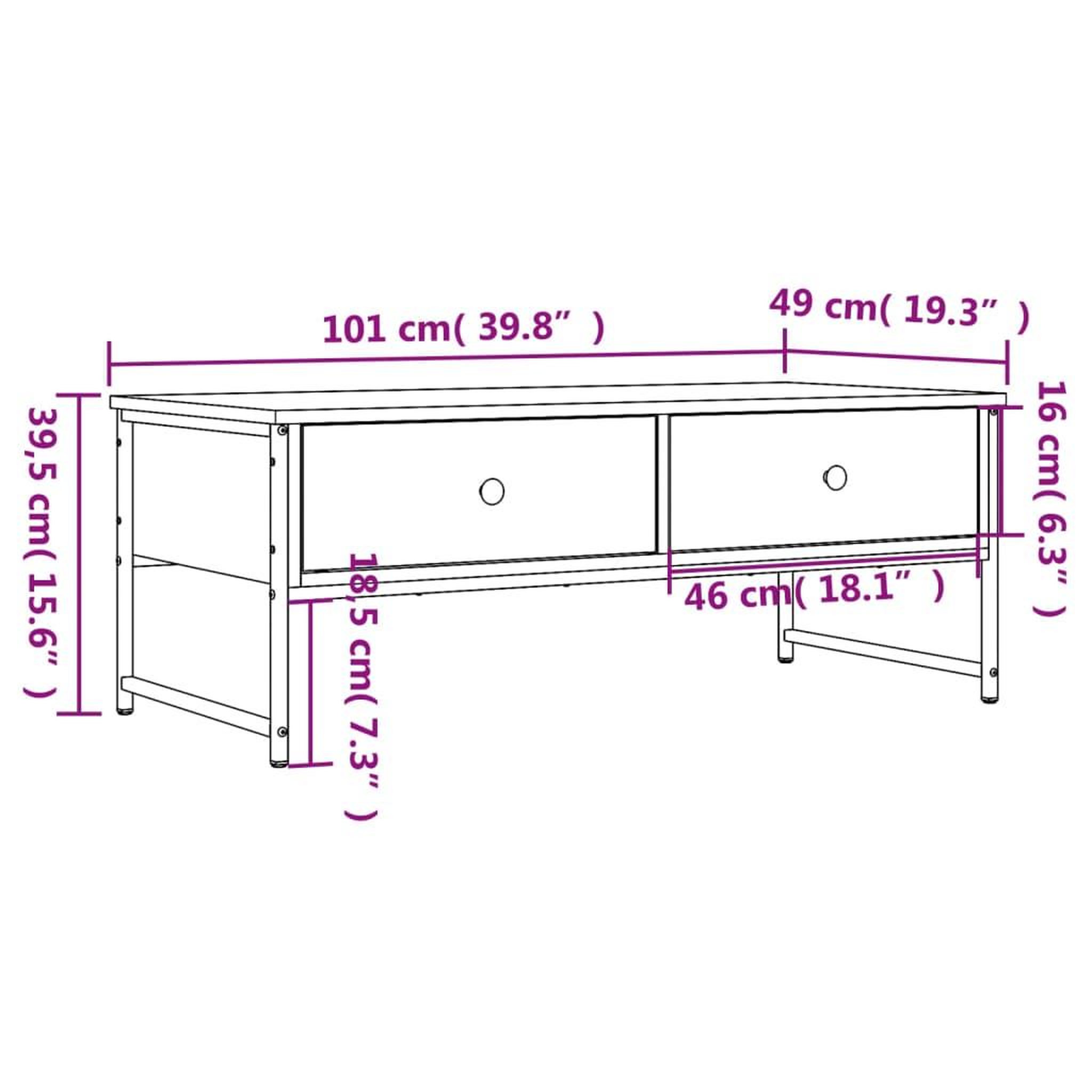 Voir la diapositive 6 : VIDAXL Table basse chene sonoma 101x49x39,5 cm bois d'ingenierie