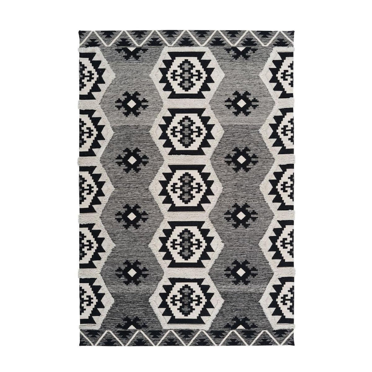 Paris Prix Tapis Coupe 3D à Poils Courts  Ethnie  Gris