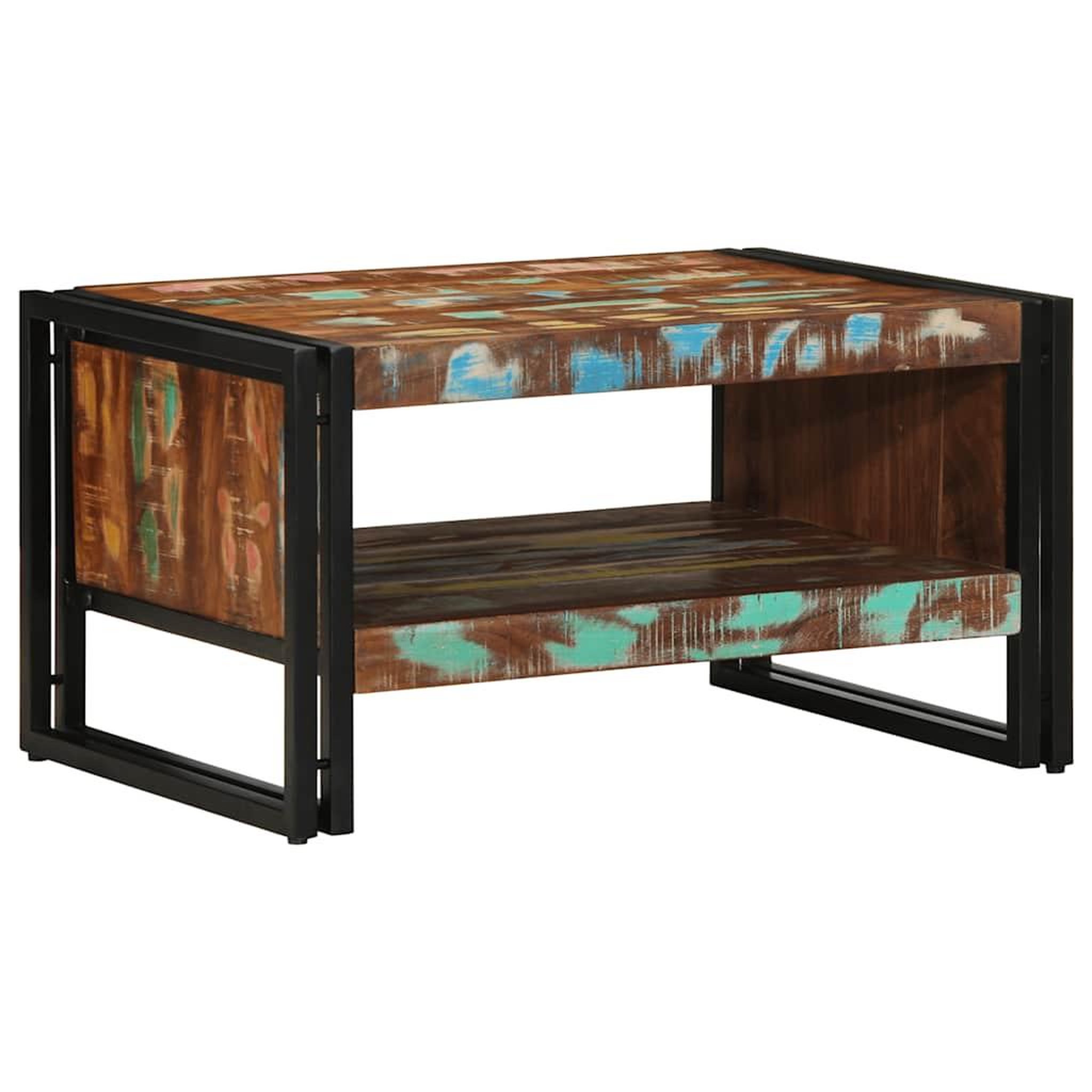 Voir la diapositive 2 : VIDAXL Table basse multicolore 70x50x38 cm bois de recuperation massif