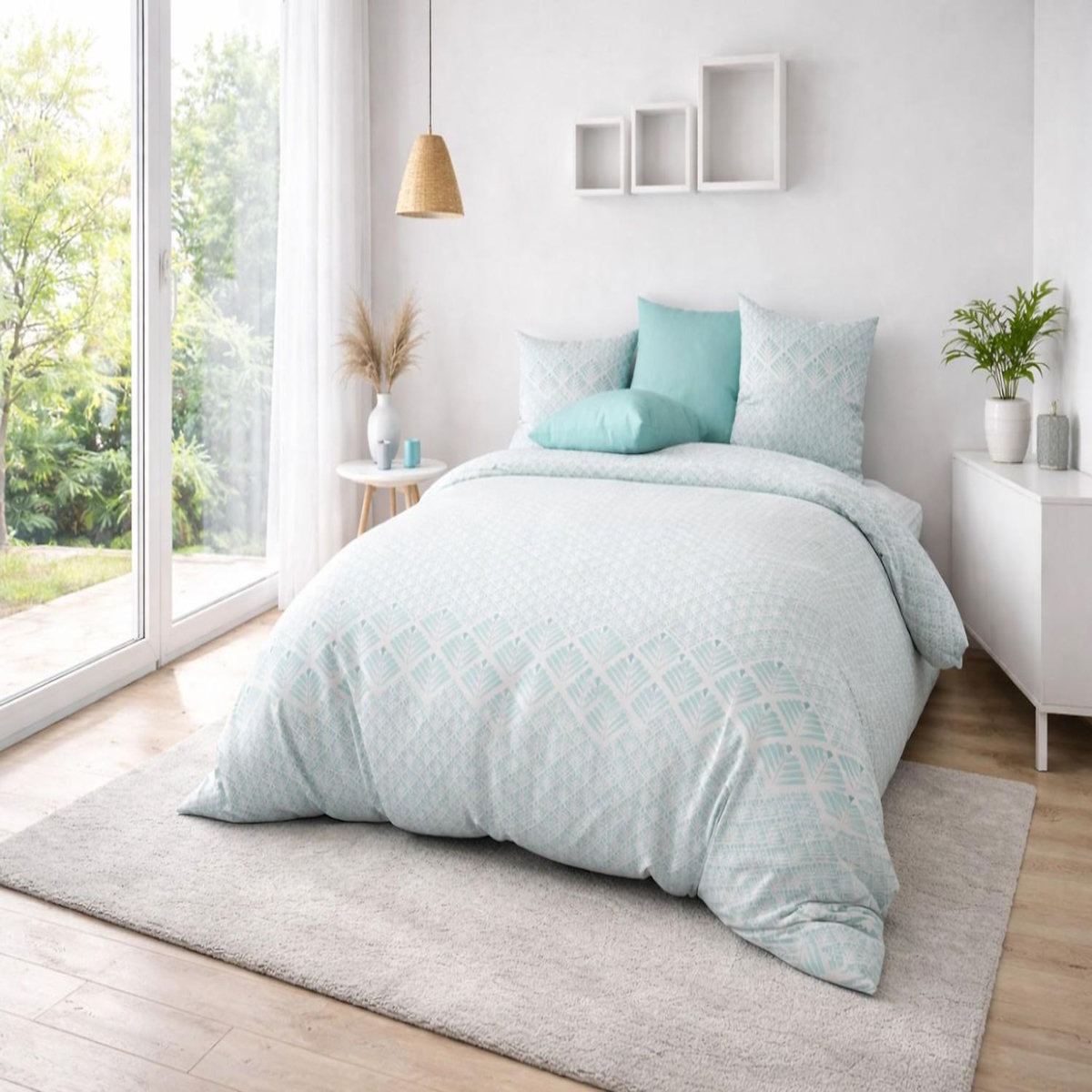 Les Ateliers du Linge Parure de couette 2pcs 140x200cm 100% microfibre 60gsm fanny