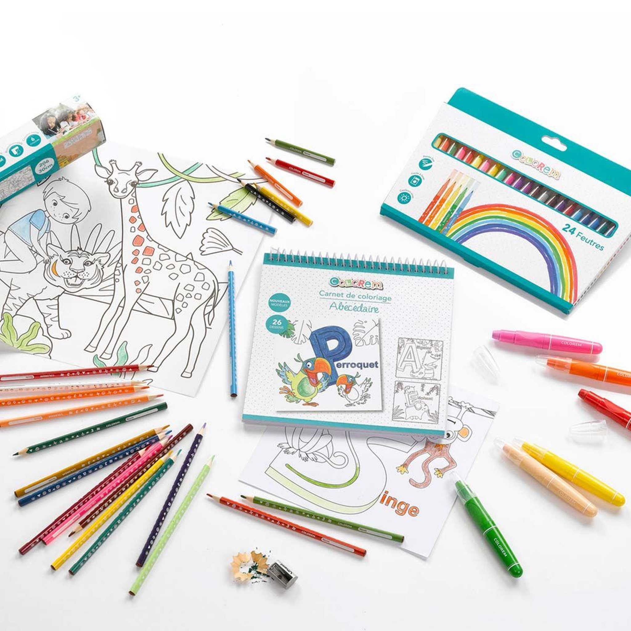 Voir la diapositive 2 : COLOREM Lot de 4 crayons de couleurs  arc-en-ciel  multicolore