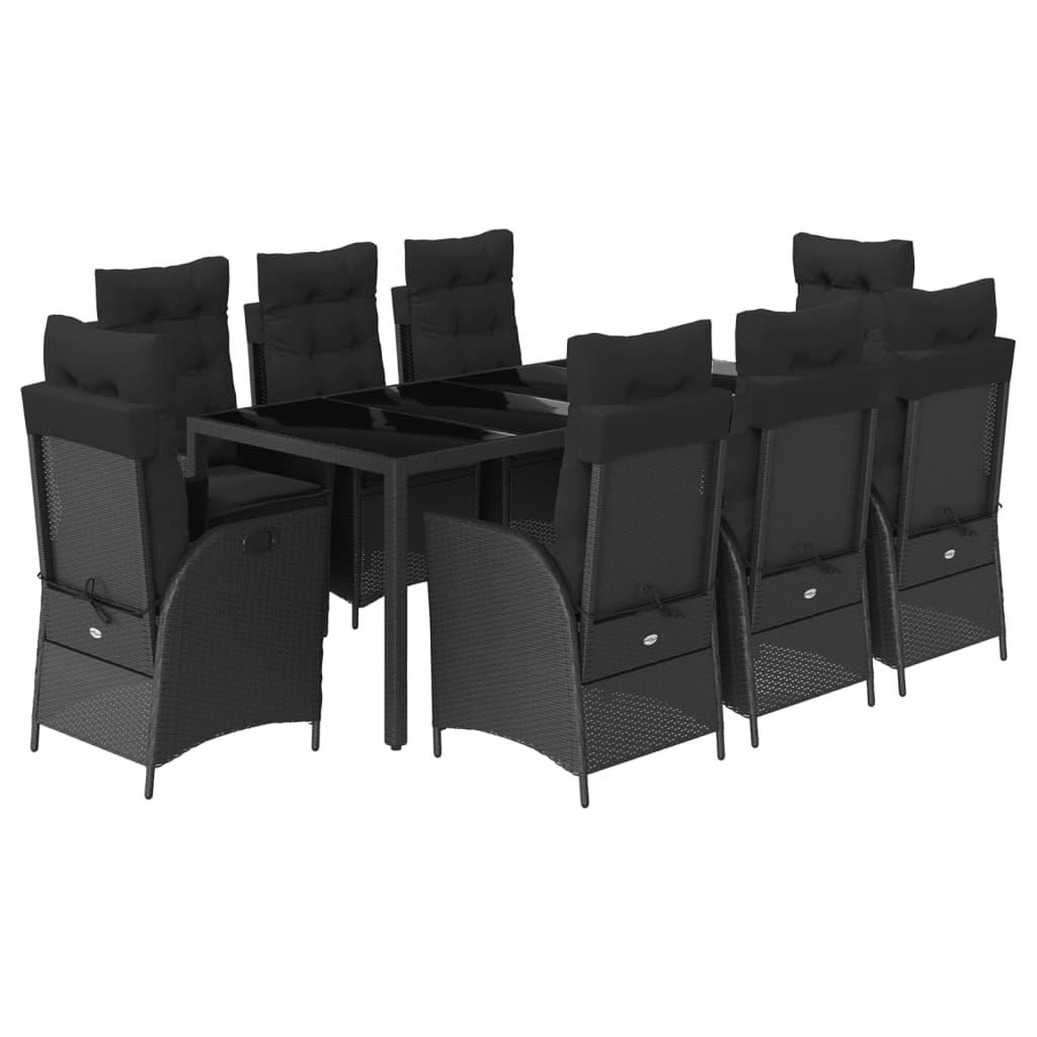 Voir la diapositive 2 : VIDAXL Ensemble a manger de jardin 9pcs coussins noir resine tressee
