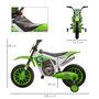 Voir la diapositive 3 : HOMCOM Moto cross électrique pour enfant 3 à 5 ans 12 V 3-8 Km/h avec roulettes latérales amovibles dim. 106,5L x 51,5l x 68H cm vert