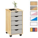IDIMEX Caisson de bureau sur roulettes LAGOS, avec 5 tiroirs. Coloris disponibles : Bicolore, Marron, Blanc