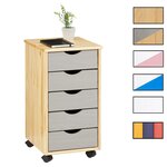 IDIMEX Caisson de bureau sur roulettes LAGOS, avec 5 tiroirs. Coloris disponibles : Marron, Bicolore, Blanc