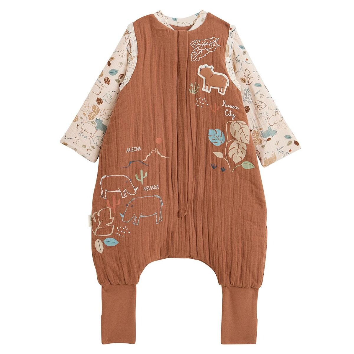 Petit Béguin Turbulette TOG 2 en gaze de coton avec pieds retroussables et manches amovibles Kansas City