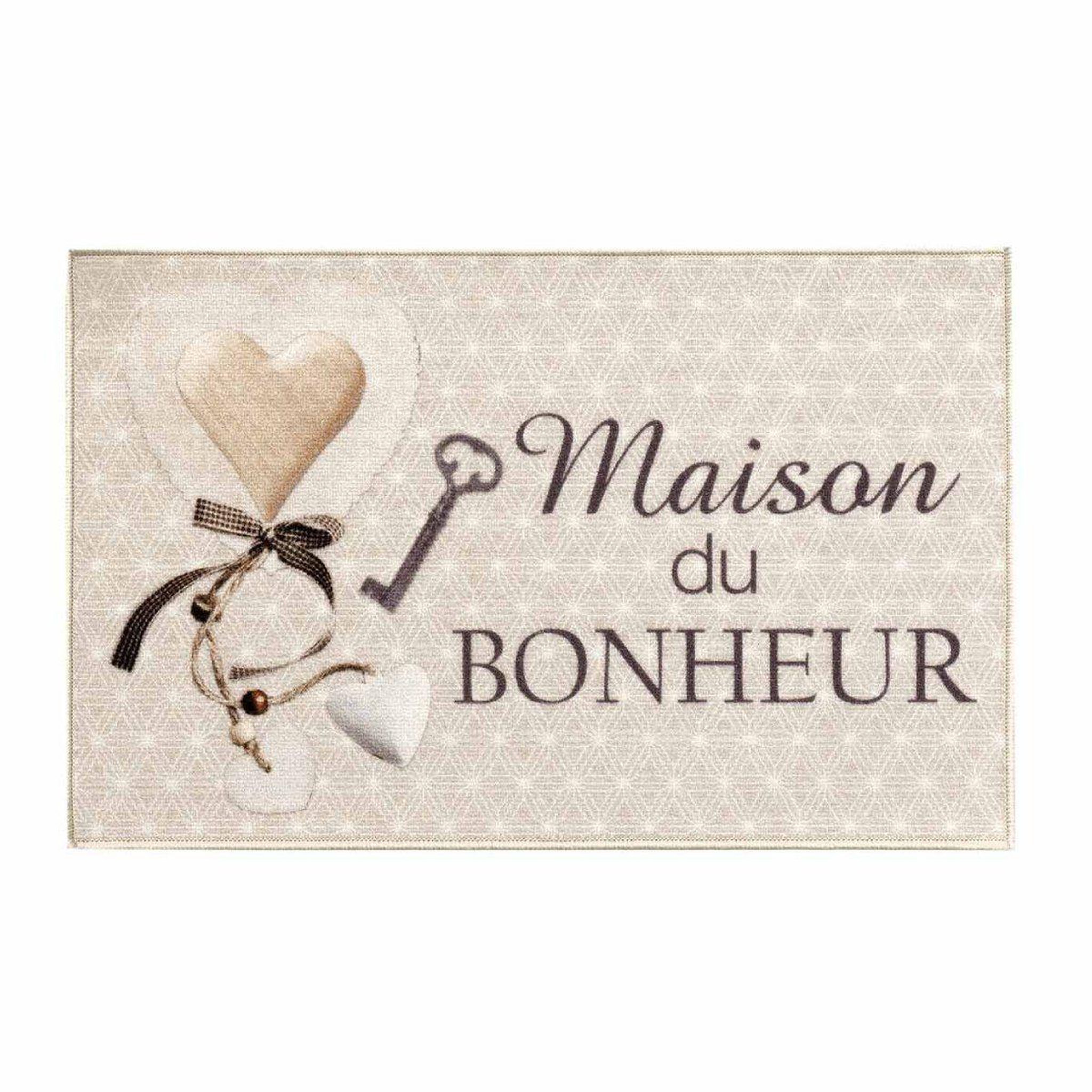 Douceur d'Intérieur Tapis d'Entrée Imprimé  Happiness  50x80cm Beige