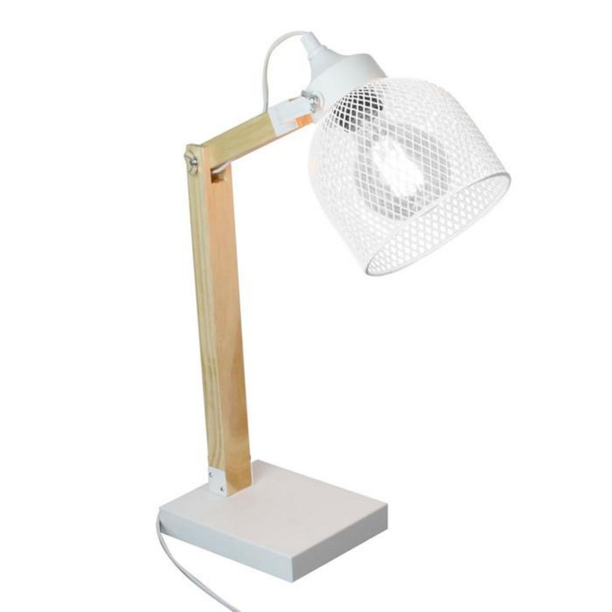 Paris Prix Lampe de Bureau Articulée  Grille  38cm Naturel & Blanc
