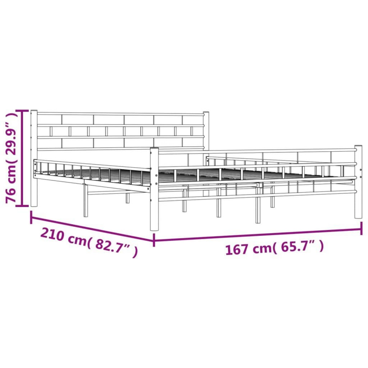 VIDAXL Cadre de lit sans matelas et tete de lit noir 160x200 cm acier