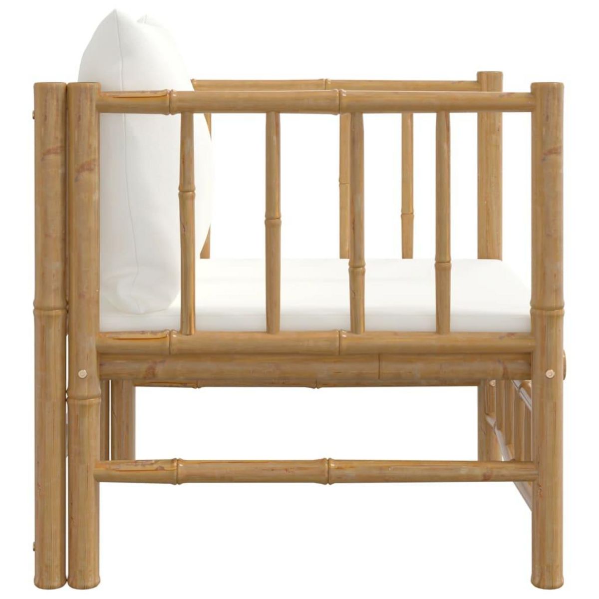 VIDAXL Canape de jardin avec coussins blanc creme bambou