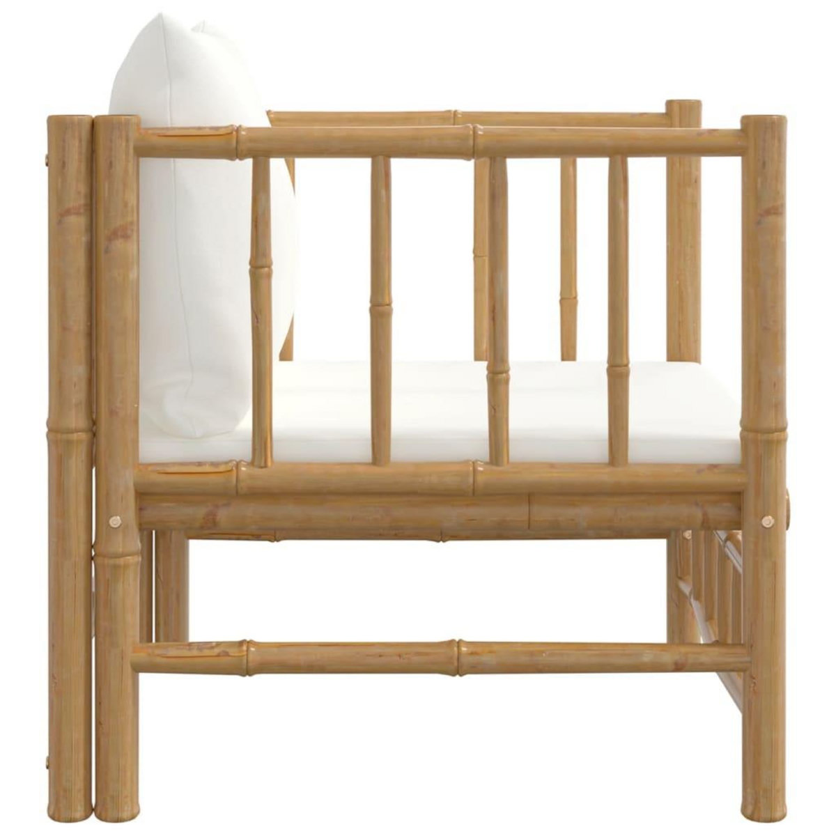 VIDAXL Canape de jardin avec coussins blanc creme bambou