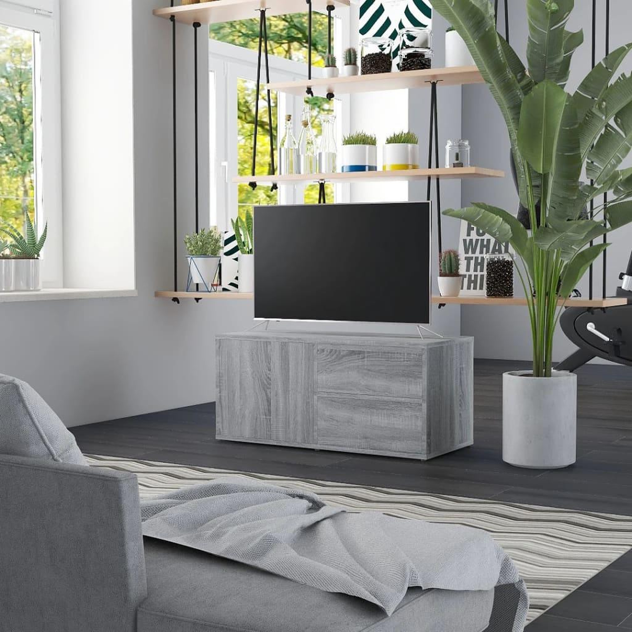 Voir la diapositive 1 : VIDAXL Meuble TV Sonoma gris 80x34x36 cm Bois d'ingenierie