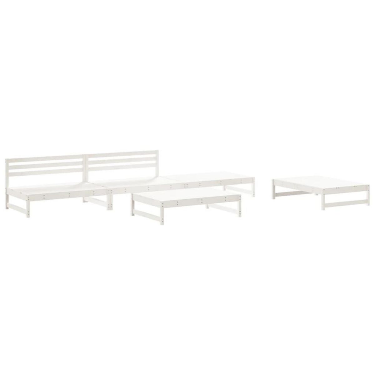 VIDAXL Salon de jardin 5 pcs blanc bois massif de pin