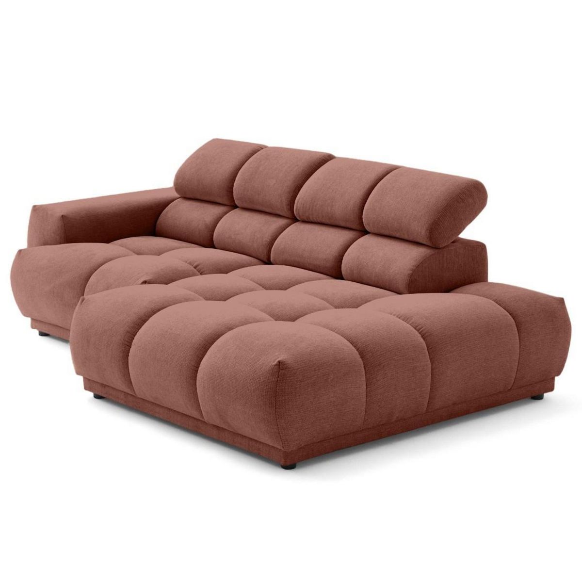 LISA DESIGN Matera - canapé d'angle droit 3 places avec têtières réglables en tissu texturé