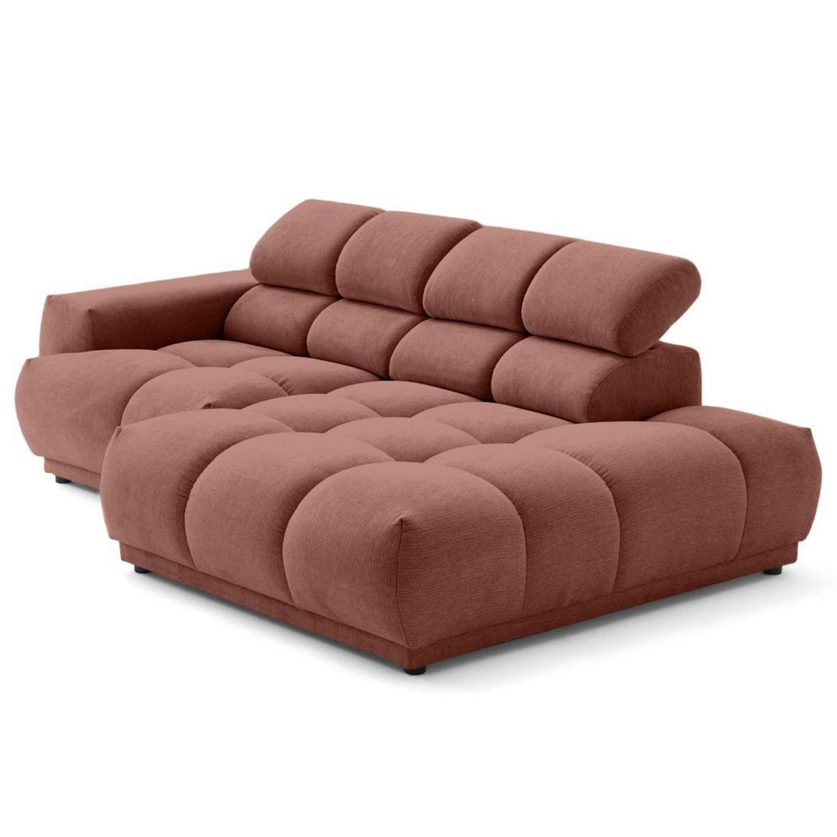 LISA DESIGN Matera - canapé d'angle droit 3 places avec têtières réglables en tissu texturé