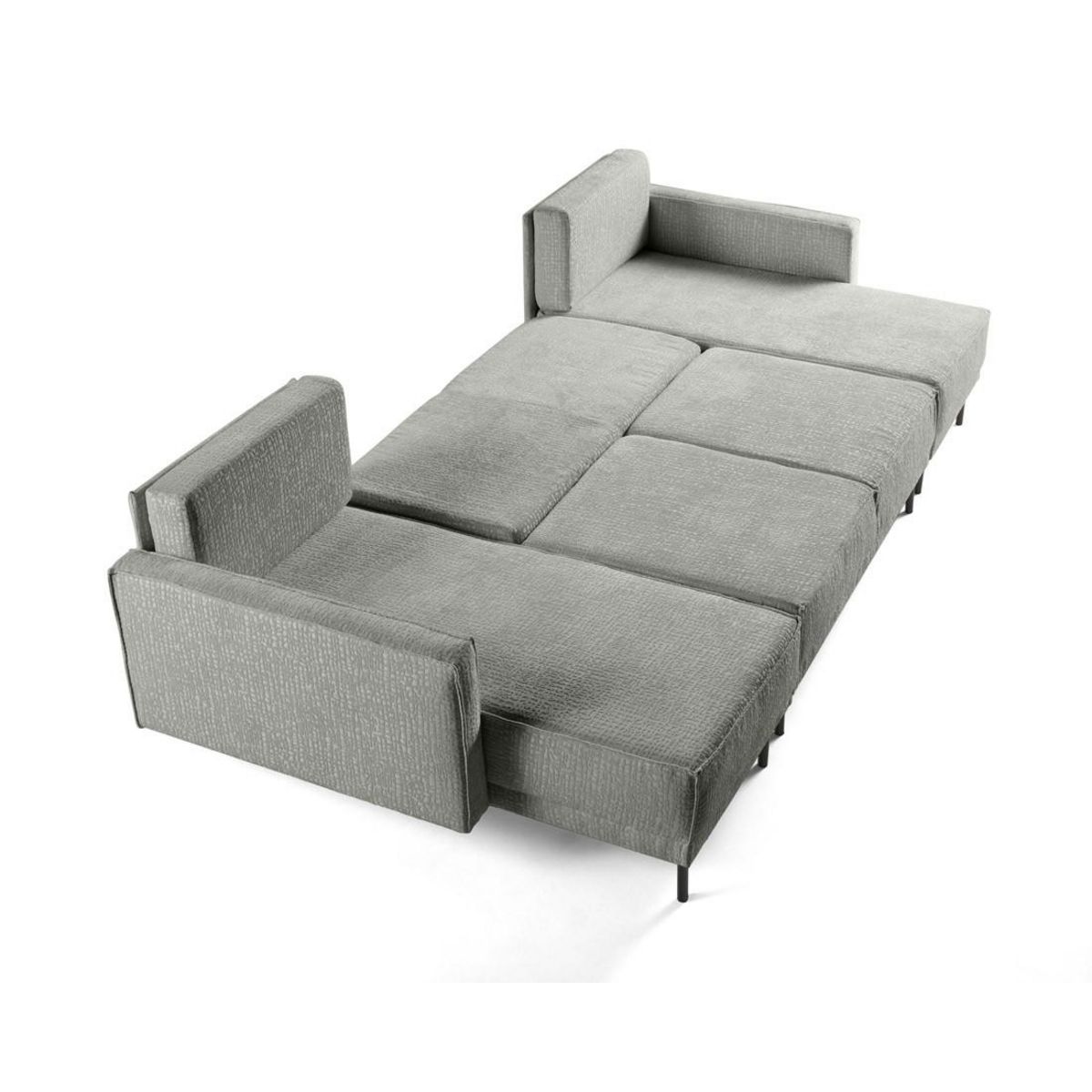 LISA DESIGN Charlie - canapé panoramique en u 7 places - convertible avec coffre - en tissu velours relief