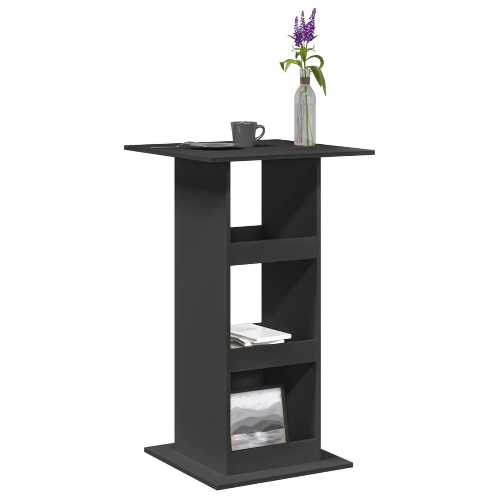 VIDAXL Table de bar avec rangement noir 60x60x102 cm bois d'ingenierie