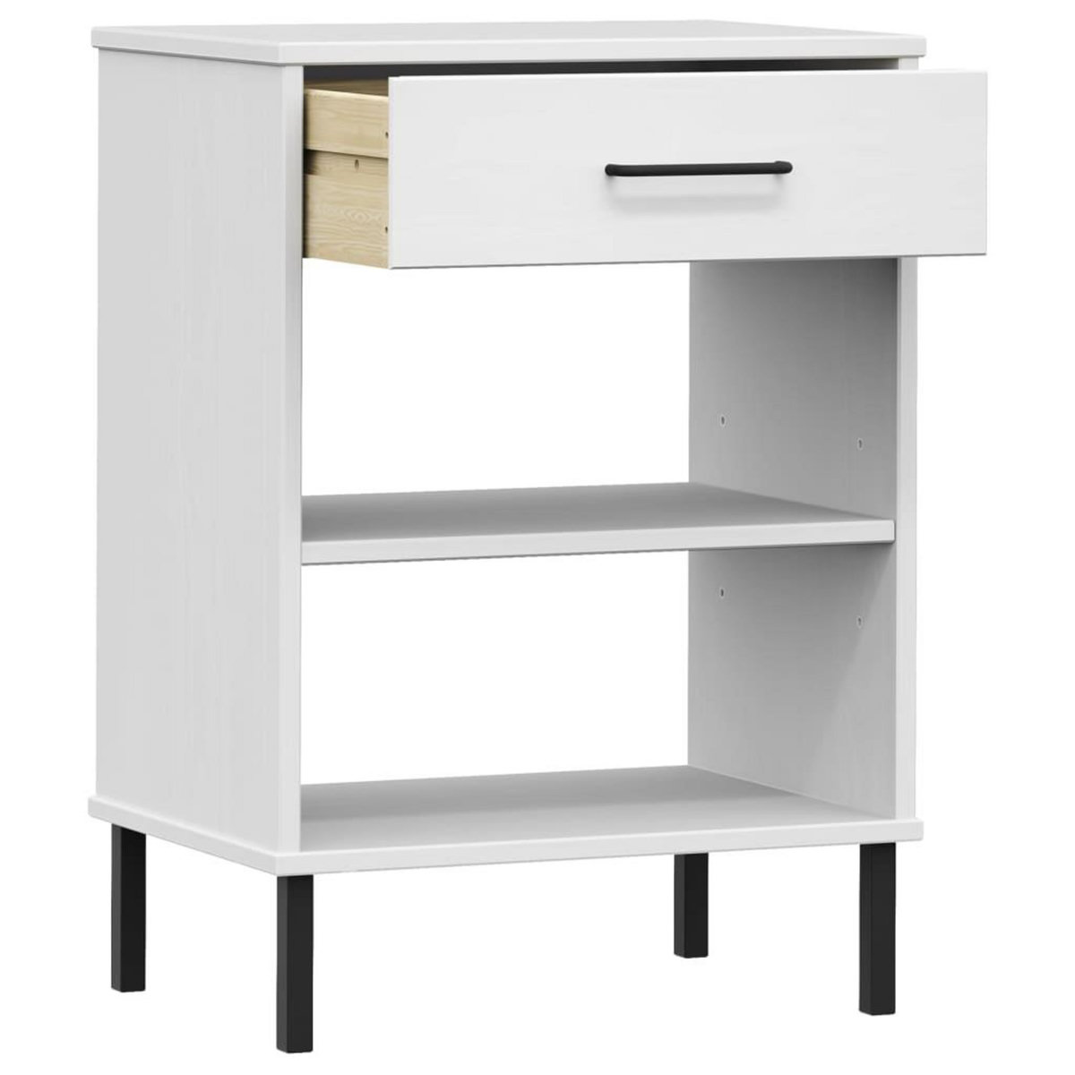 VIDAXL Armoire console avec pieds en metal Blanc Bois pin massif OSLO