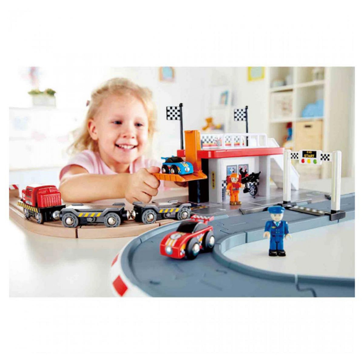 Hape Circuit de course voiture bois