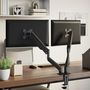 Voir la diapositive 3 : VIDAXL Bras pour moniteur double 27 pouces max ressort à gaz 20 kg