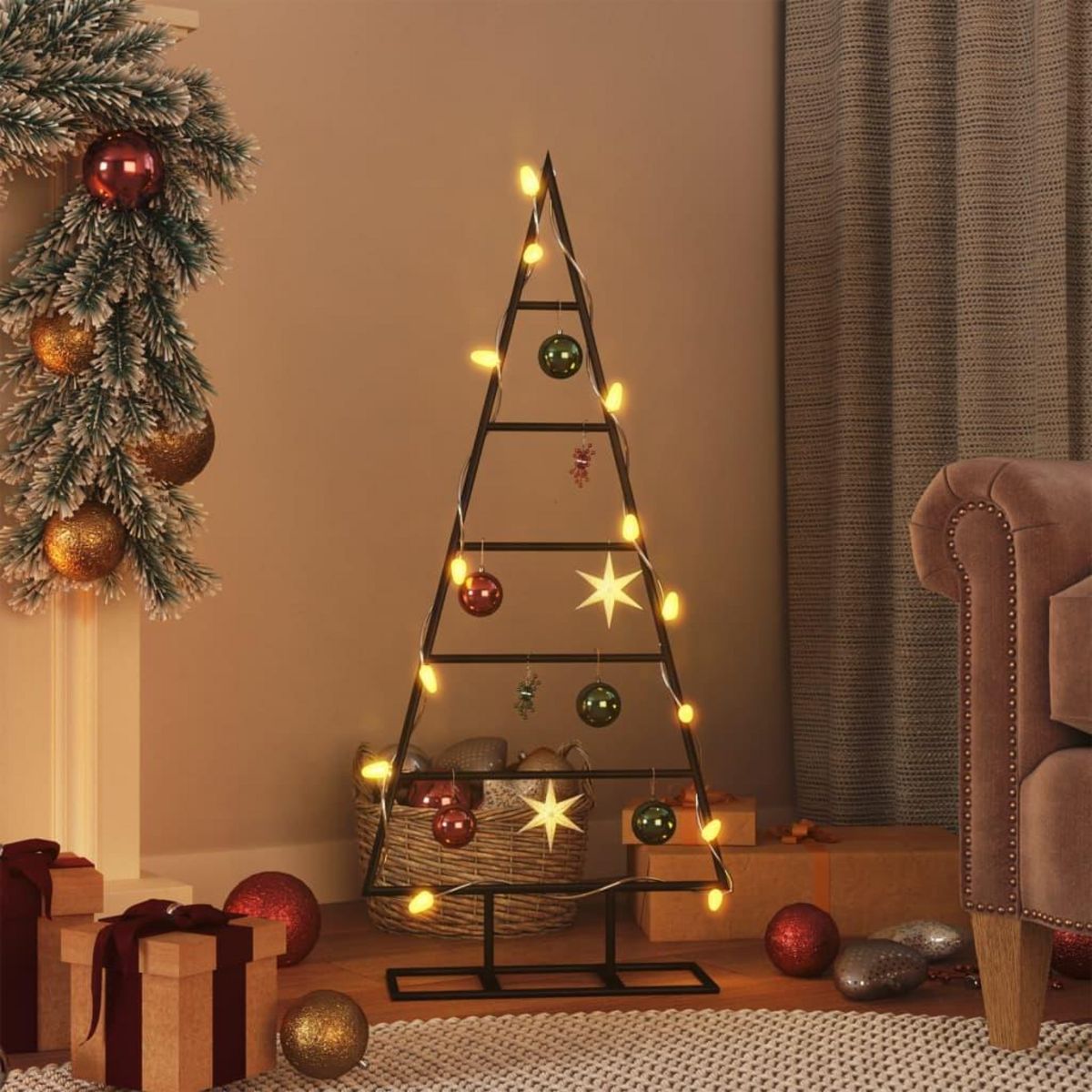VIDAXL Arbre de Noël en metal pour decoration noir 90 cm