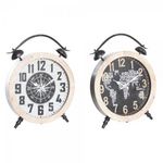 AAAAA Horloge de table DKD Home Decor 41 x 6,5 x 52,5 cm Verre Naturel Noir Blanc Fer Vintage Bois MDF (2 Unités)