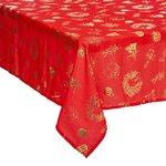 ATMOSPHERA Nappe de Noël rectangulaire à motifs - L. 140 x 240 cm - Rouge et doré