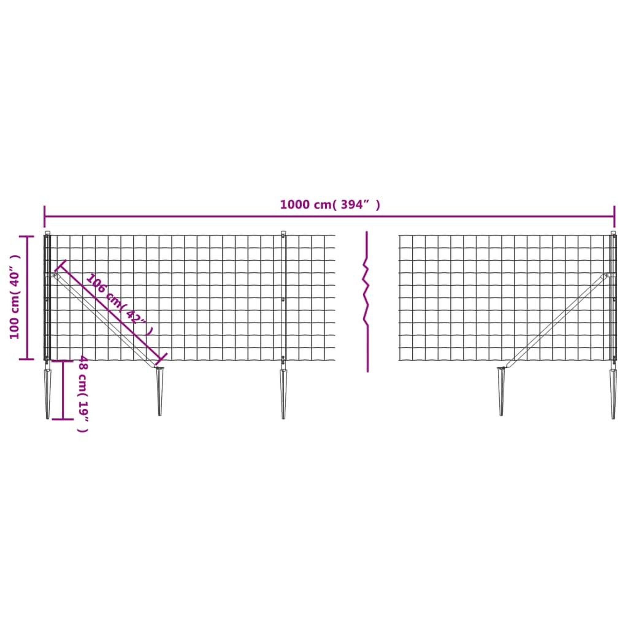 Voir la diapositive 5 : VIDAXL Cloture en treillis metallique et ancrage anthracite 1x10 m