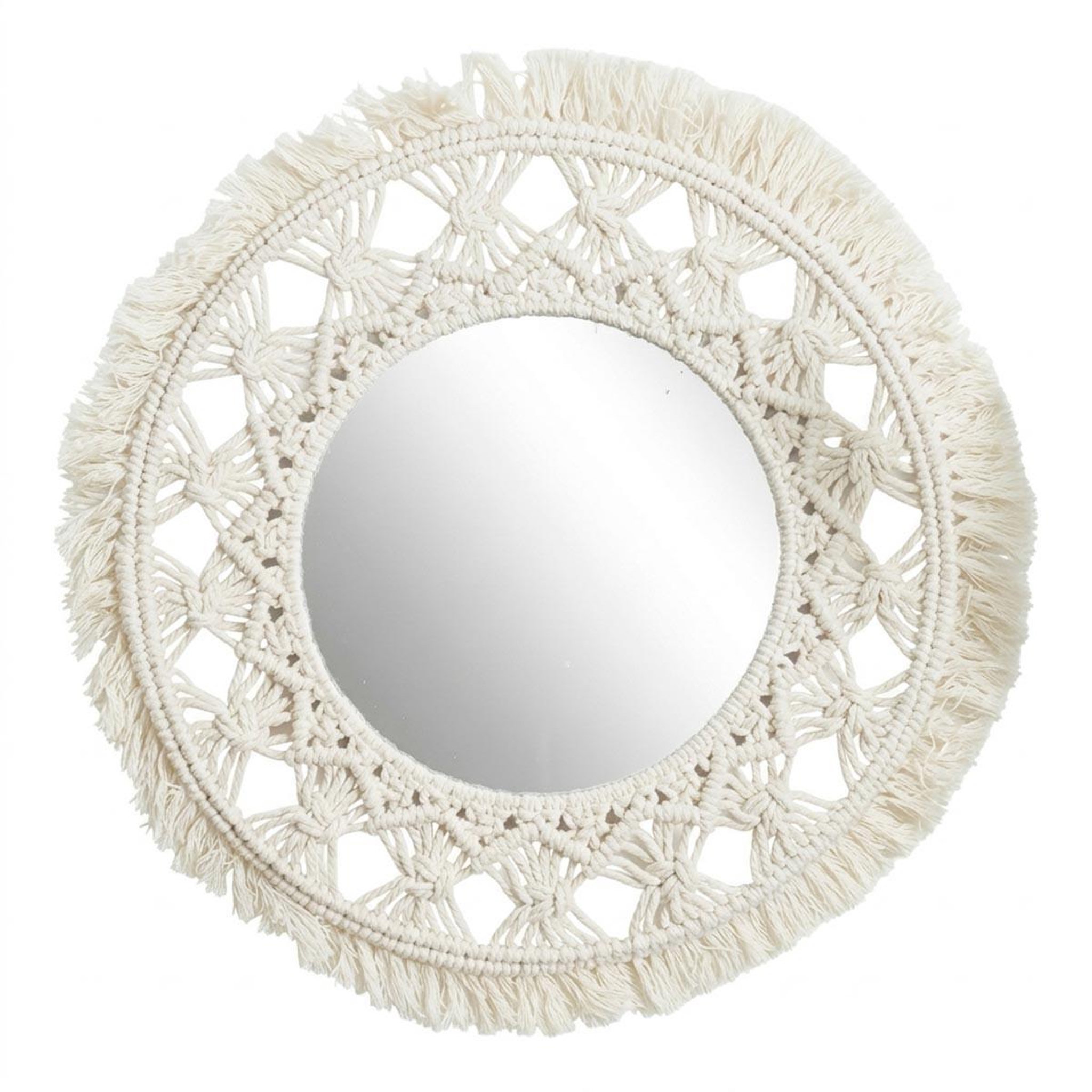 The Home Deco Factory Miroir Déco Macramé  Boho  55cm Beige