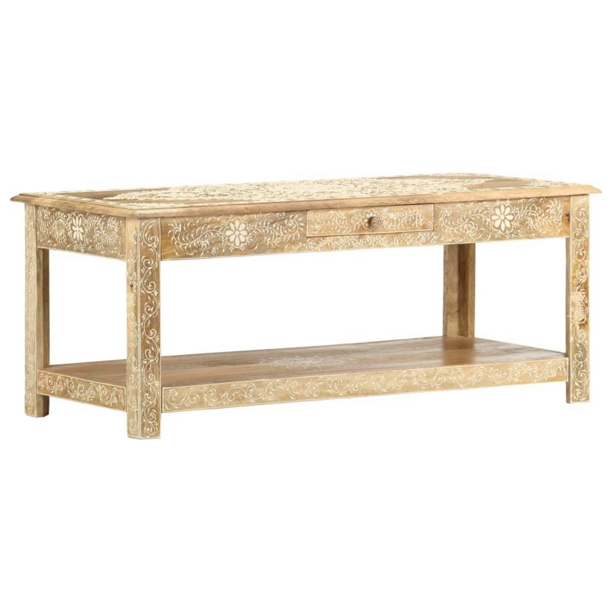 VIDAXL Table basse peinte a main 110x50x45 cm Bois de manguier massif