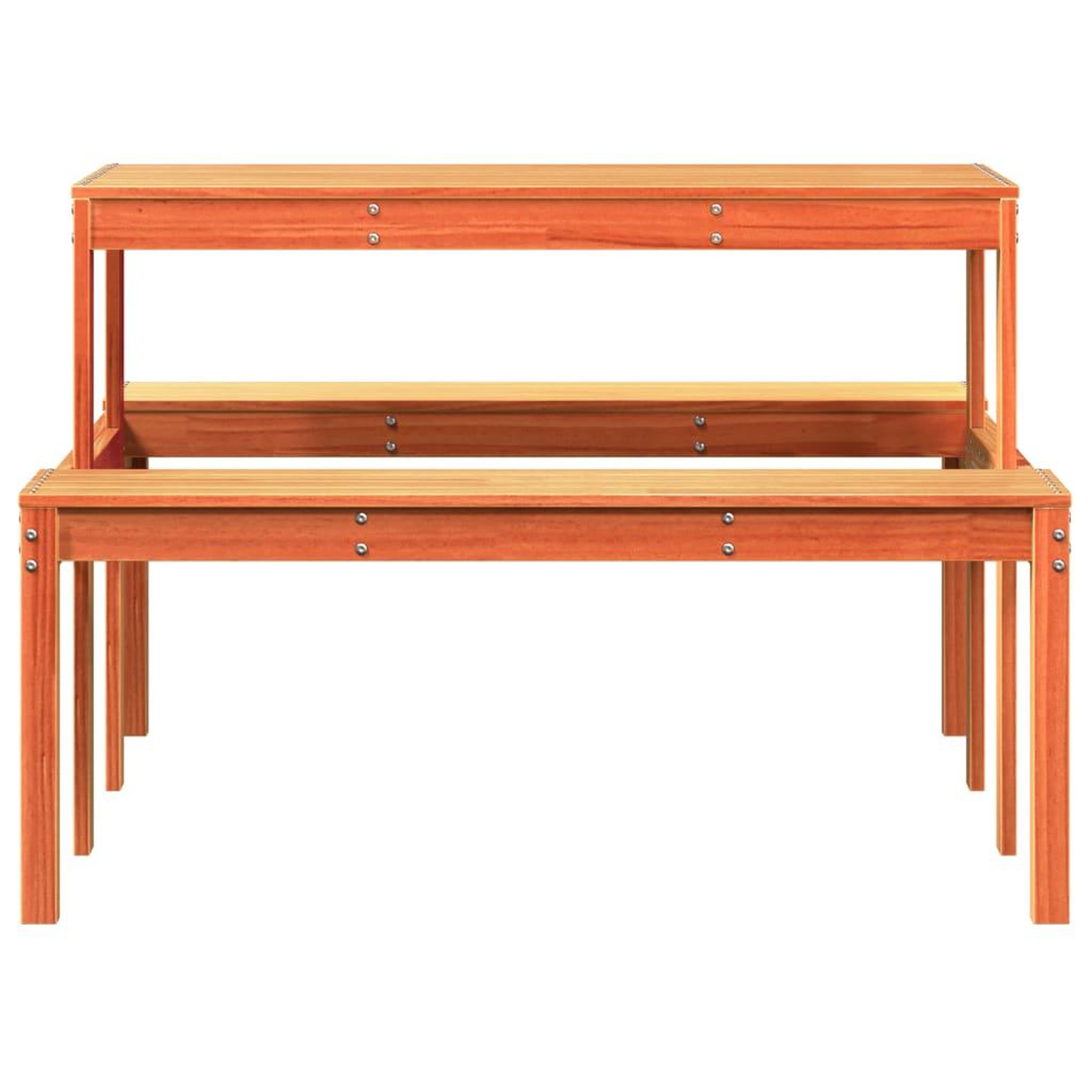 Voir la diapositive 4 : VIDAXL Table de pique-nique cire marron 110x134x75 cm bois massif pin
