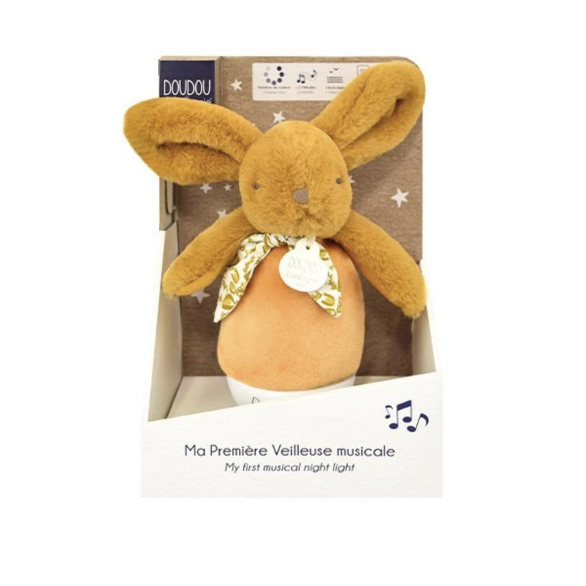 DOUDOU ET COMPAGNIE Veilleuse bebe musicale culbuto ocre - 16 cm