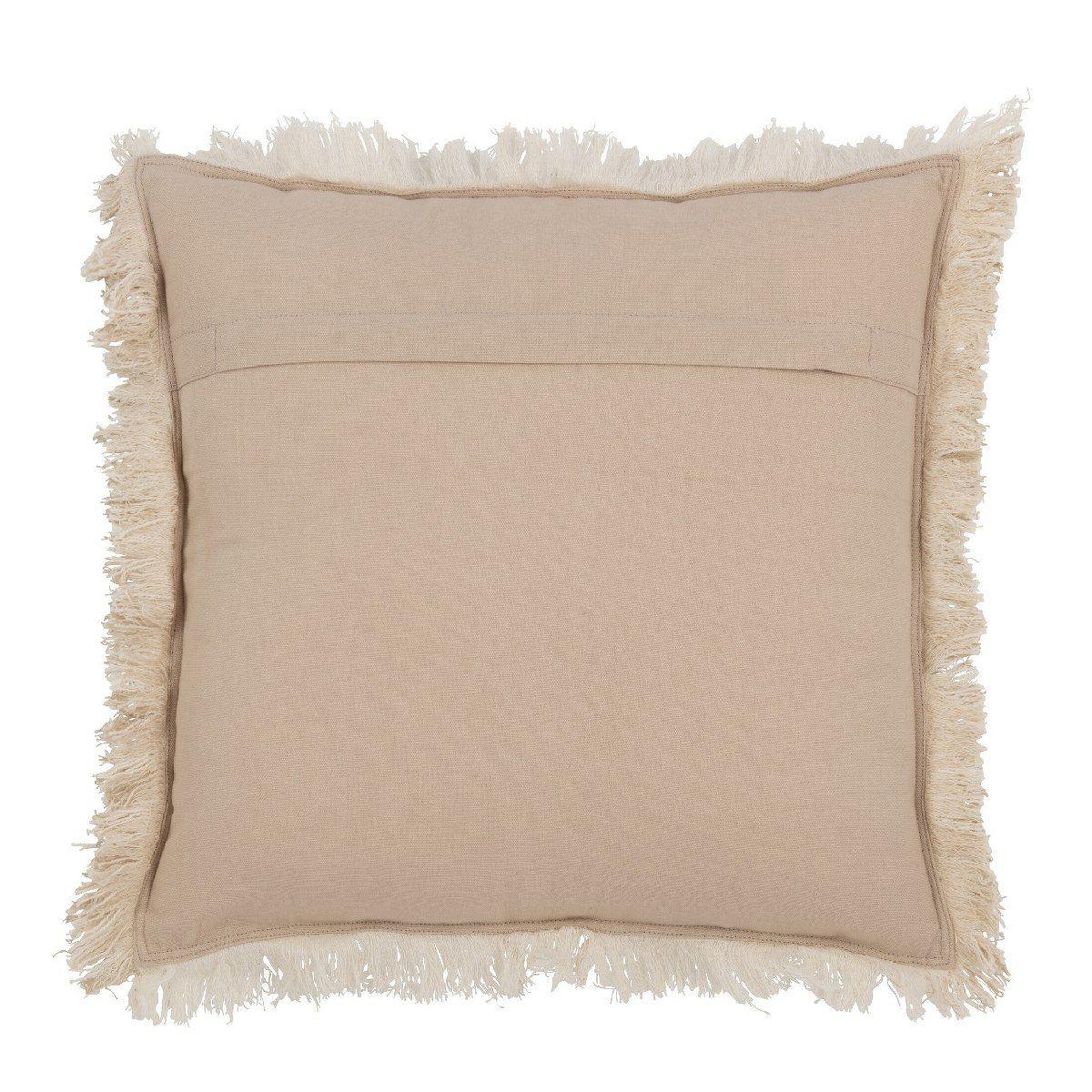 Voir la diapositive 2 : J-LINE Coussin déco à franges  mousseline  45x45cm beige foncé