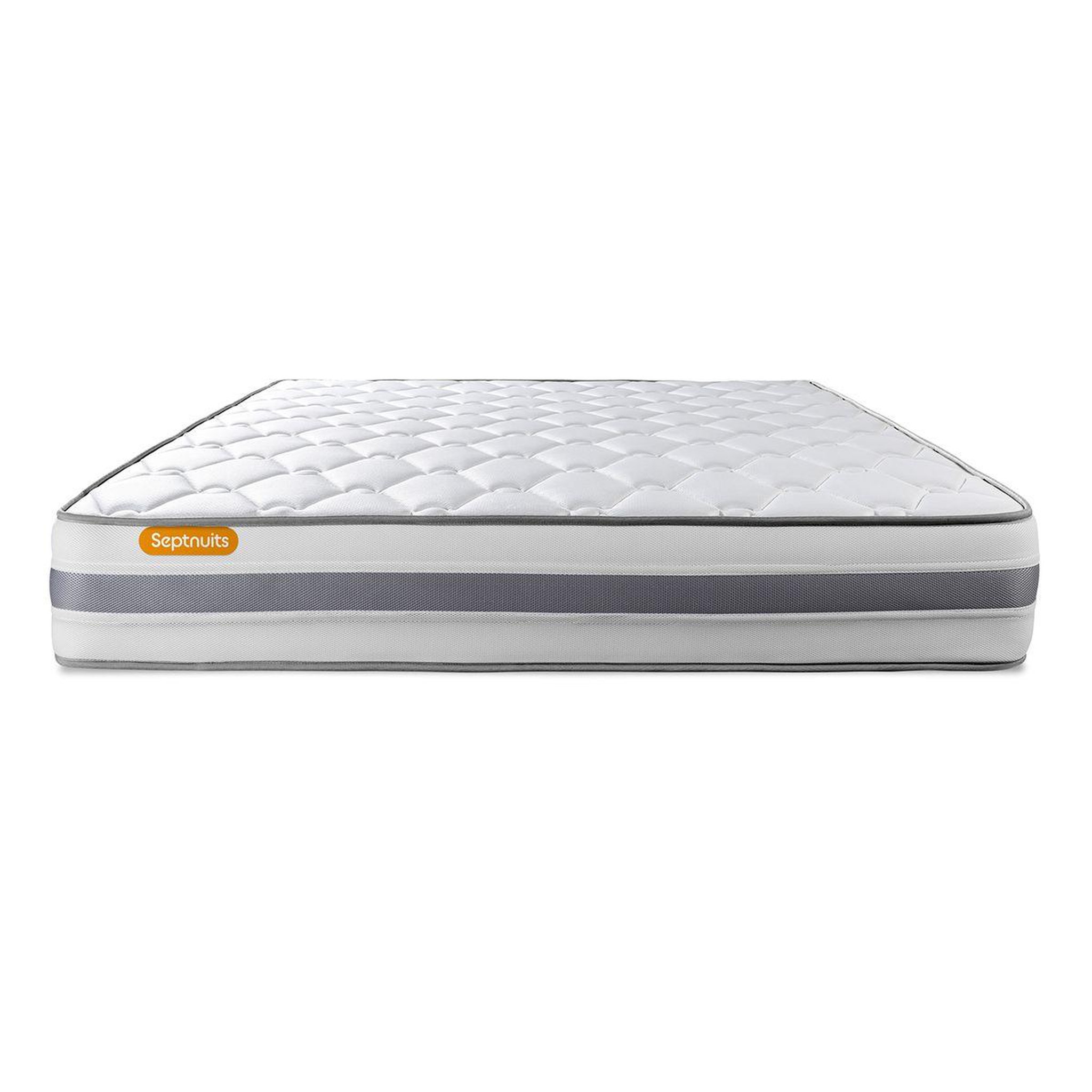 Voir la diapositive 3 : SEPTNUITS Matelas + double sommiers gris Memo Spring Ressorts ensachés 3 zones de confort MAXI épaisseur
