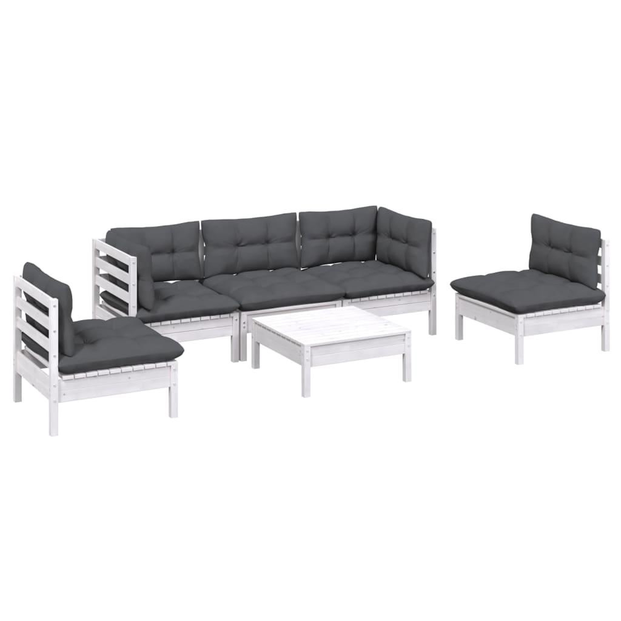 Voir la diapositive 3 : VIDAXL Salon de jardin 6 pcs avec coussins bois de pin massif