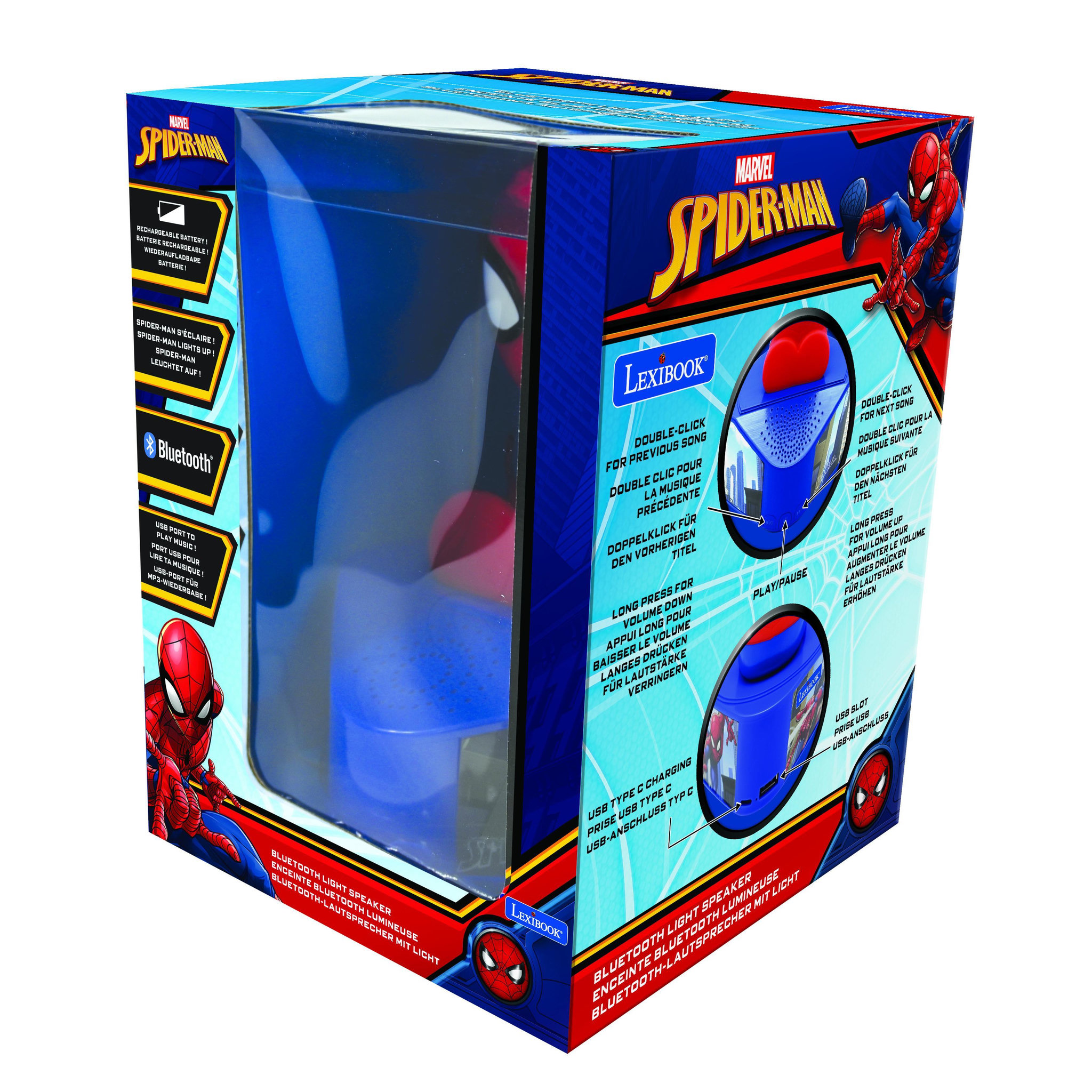 Voir la diapositive 5 : Lexibook Enceinte Bluetooth avec figurine lumineuse de Spiderman
