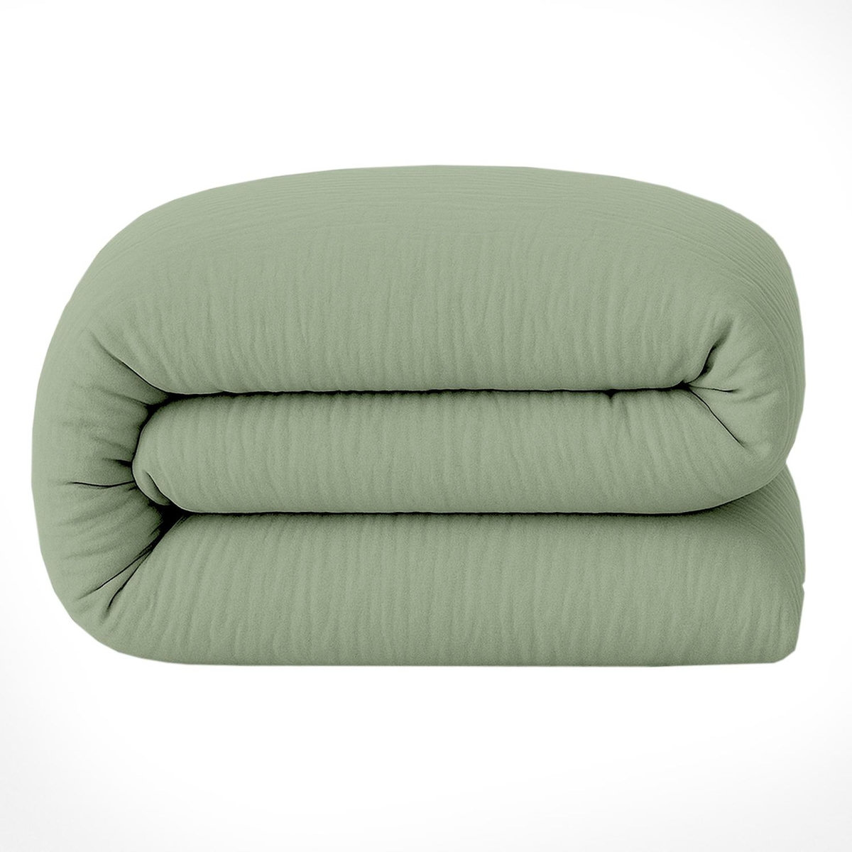 BATON ROUGE Housse de couette 100% gaze de coton lavé vert givrée