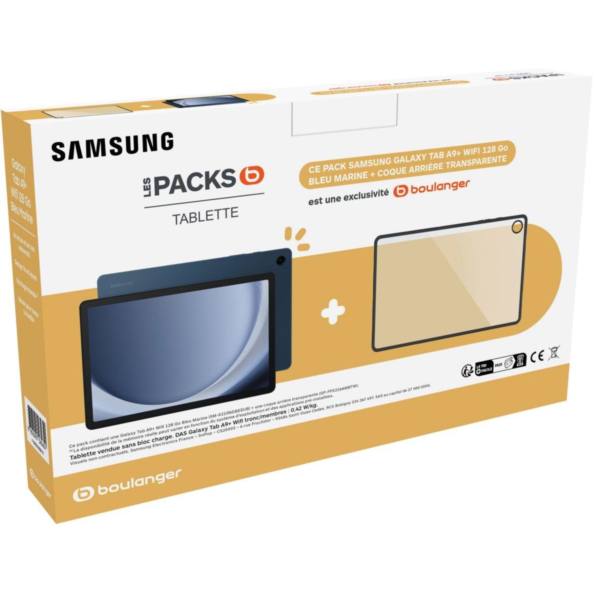 Voir la diapositive 3 : Samsung Tablette Android Pack A9+ 128Go Bleu + Coque Transparente