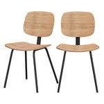 Rendez vous déco Lot de 2 chaises en bois plaqué frêne et pieds en métal-Hoodie